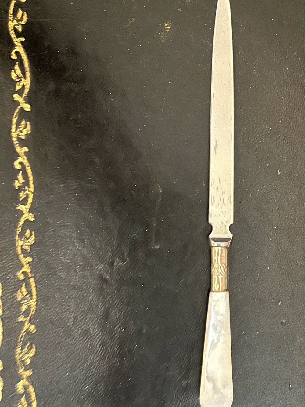 Vintage English Silver and Mother of Pearl Letter Opener - Elegant Home Accent